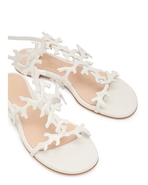 Gianvito Rossi White Ocean Coral-Design Glossed Nappa Sandals