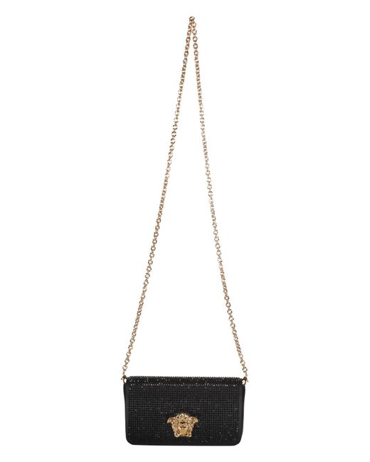 Versace Black Embellished Chain Strap Mini Bag