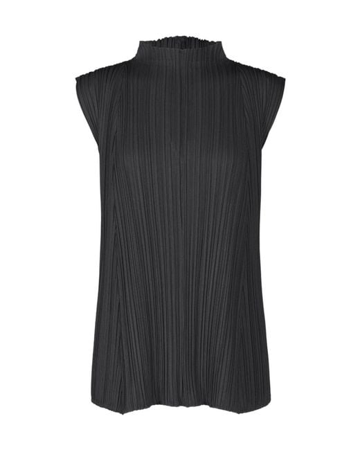 Pleats Please Issey Miyake Black Pleats Please Issey Miyake Pleated Sleeveless Top