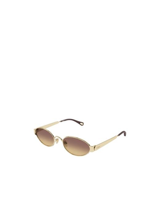 Chloé White Chloé Eyewear Oval Frame Sunglasses