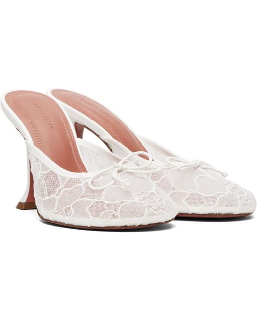 AMINA MUADDI White Lila 95 Lace Mules