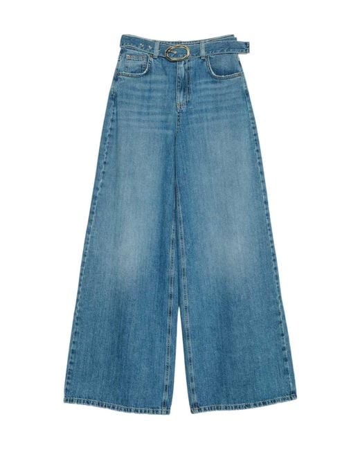Twinset Blue High-Rise Wide-Leg Jeans