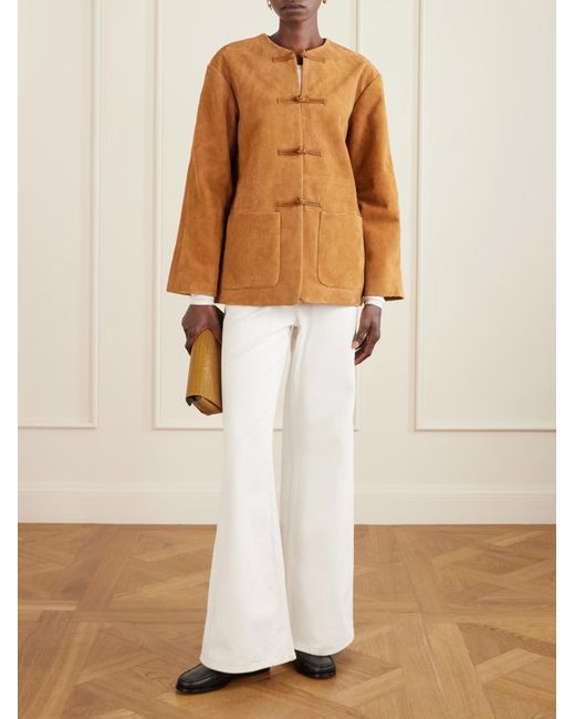 Rohe Brown Mandarin-Collar Suede Jacket