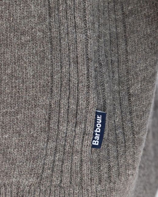 Barbour Gray Checked-Panel Crewneck Jumper for men
