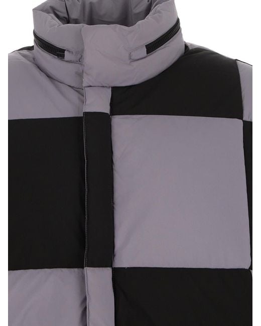 KENZO Gray Checked Boxy Padded Coat for men