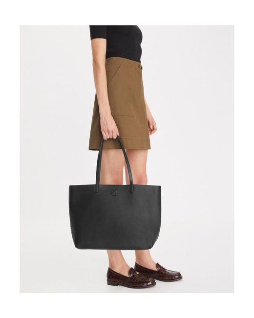 Tory Burch Black Mcgraw Logo Patch Tote Bag
