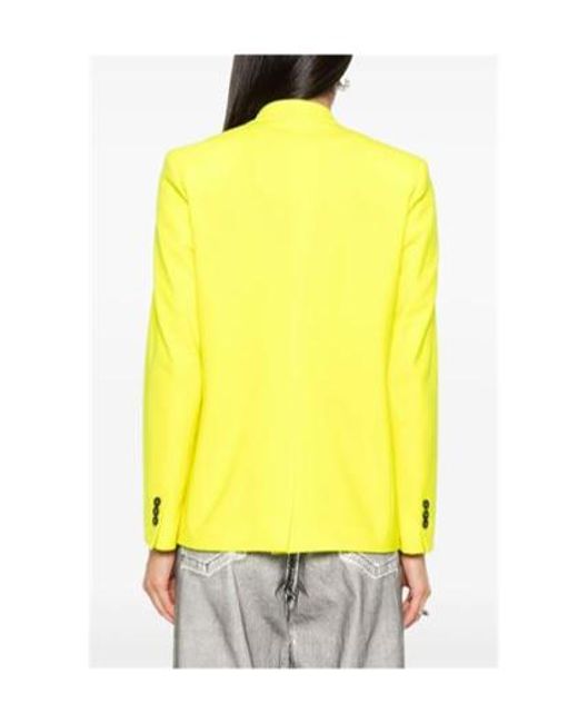 MSGM Yellow Single-Breasted Peak-Lapels Tailored Blazer