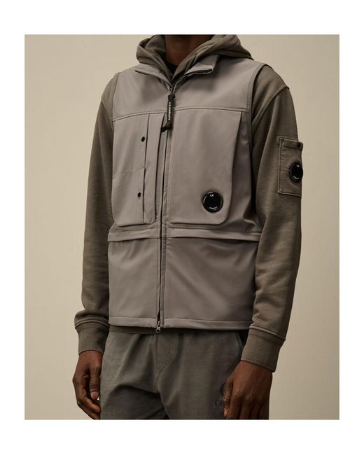 C P Company Gray Shell Hooded Vest for men