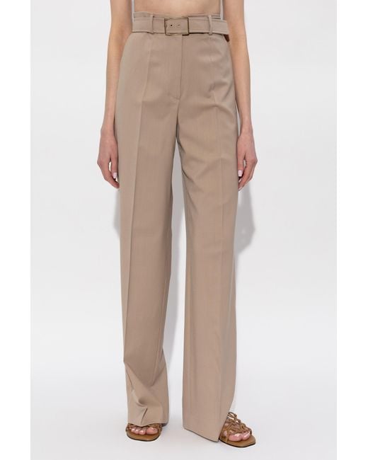 Sportmax Natural Belt Loop Casual Pants