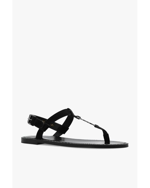 Saint Laurent Brown Cassandra Logo Plaque Sandals for men