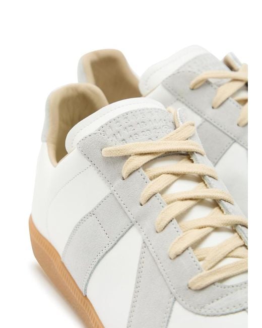 Maison Margiela White Replica Panelled Leather Sneakers for men