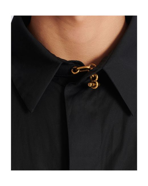 Balmain Black Asymmetric Poplin Shirt for men