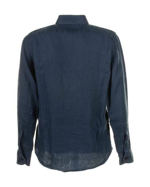 Aspesi Blue Long Sleeved Pocket-Detailed Shirt for men