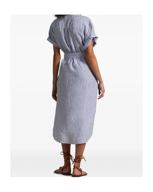 Polo Ralph Lauren Blue Pony Embroidered Striped Dress