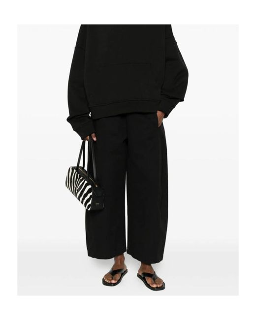 Entire studios Black Drawstring Cropped Culottes Trousers