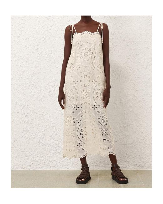 Zimmermann White Rhiannon Scalloped-Neckline Maxi Dress