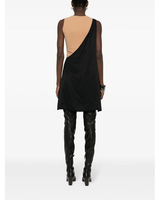 MM6 by Maison Margiela Black One Shoulder Lace Trim Dress
