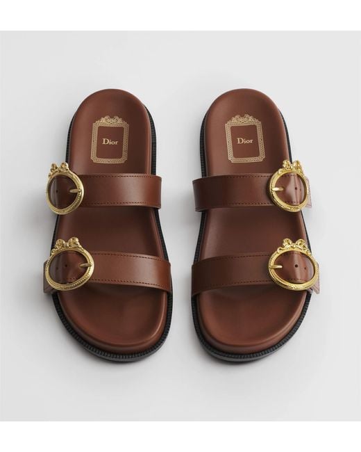 Dior Brown Open-Toe Round-Toe Slippers