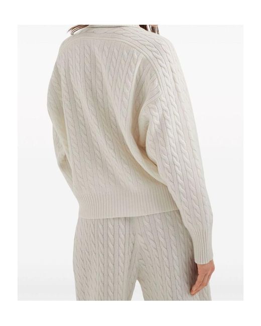 Brunello Cucinelli White Cable-Knit Cashmere Jumper