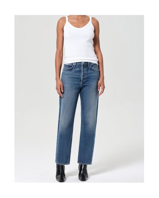 Agolde Blue Straight-Leg Jeans