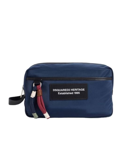 DSquared² Blue Logo Zip Toiletry Bag for men