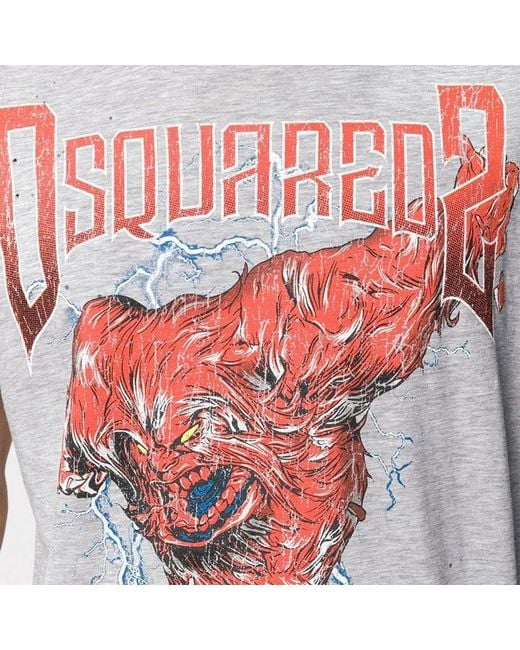 DSquared² White Pattern Printed T-Shirt for men