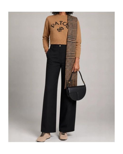 Patou Brown Logo-Embroidered Crew-Neck Sweater
