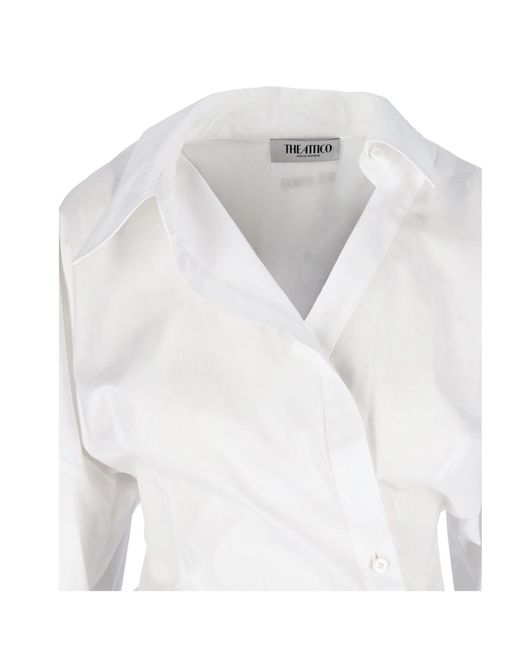 The Attico White The Strapped Shirt Dress