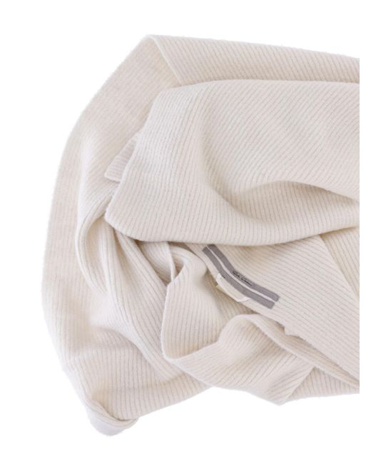 Rick Owens White Ribbed Scarf for men