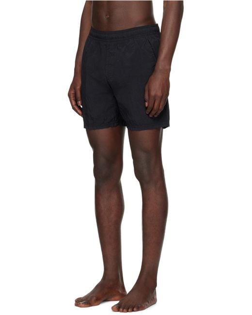 Stone Island Black Logo Patch Swim Shorts for men
