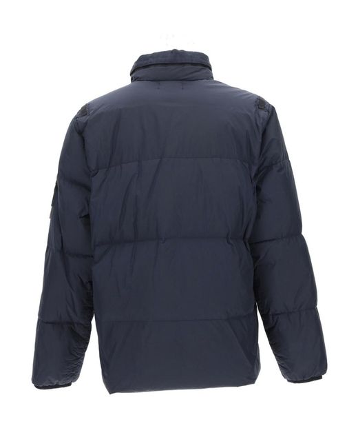 Stone Island Blue Compass-Patch Down Puffer Jacket for men