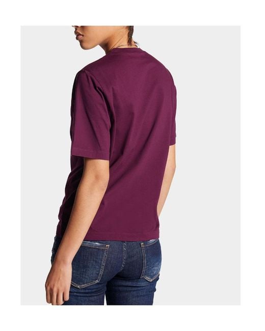 DSquared² Purple D2 Reverse Logo-Print T-Shirt