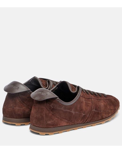 Jacquemus Brown Tennis Croc-Effect Suede Sneakers