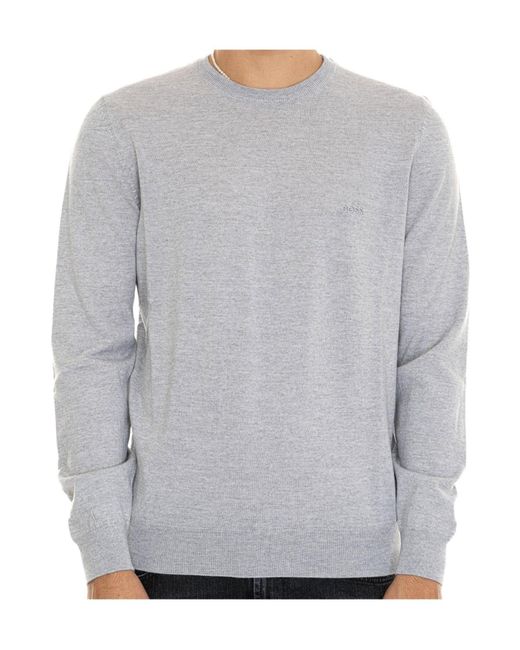 Boss Blue Crew Neck Long-Sleeved Sweatshirt for men