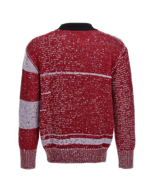Marni Red Logo Intarsia Crewneck Jumper for men