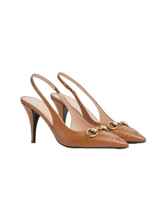 Gucci Pink 100Mm Horsebit Slingback Pump
