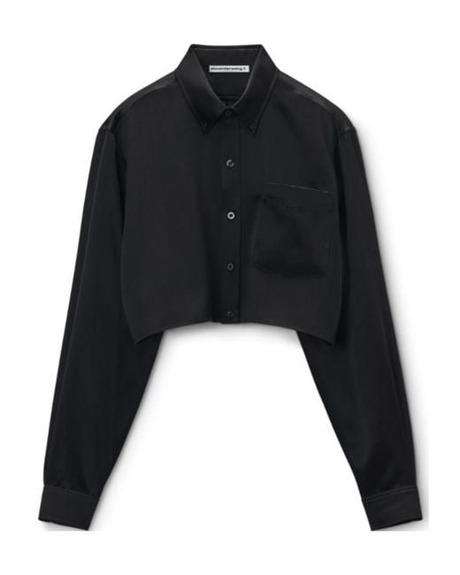 T By Alexander Wang Black Button-Up Cropped Shirt