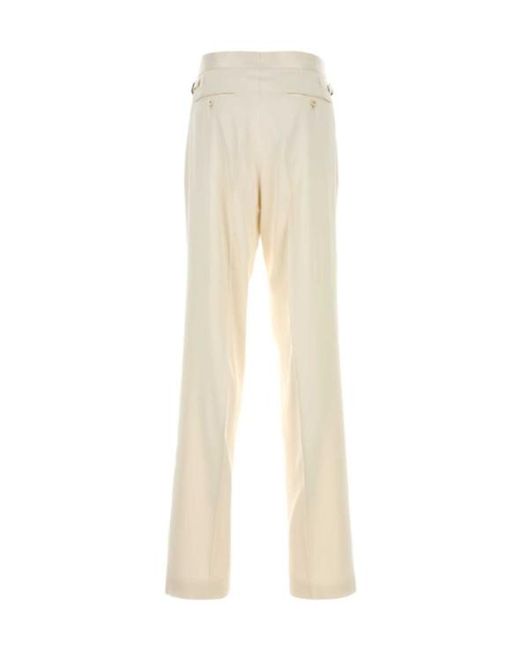 Tom Ford Natural Pleated Straight-Leg Pants for men