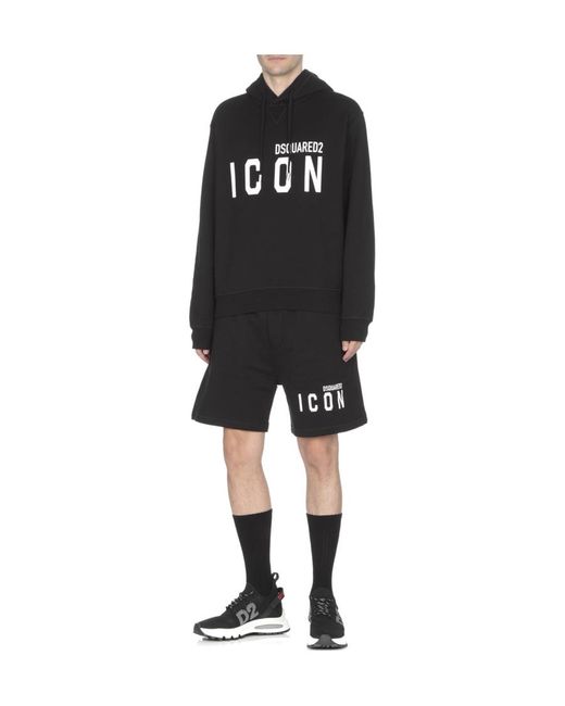 DSquared² Black Logo-Printed Elasticated Waistband Track Shorts for men