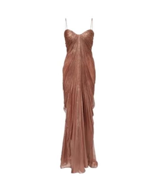 Maria Lucia Hohan Brown Victoria Gathered Silk Muslin Gown