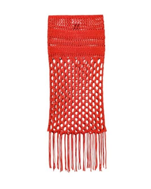 Laneus Red Knitted Long Skirt