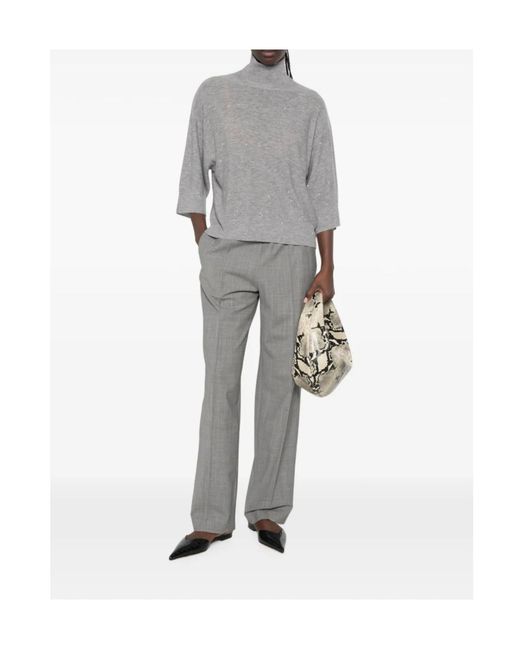 Fabiana Filippi Gray Sequin-Embellished High-Neck Sweater