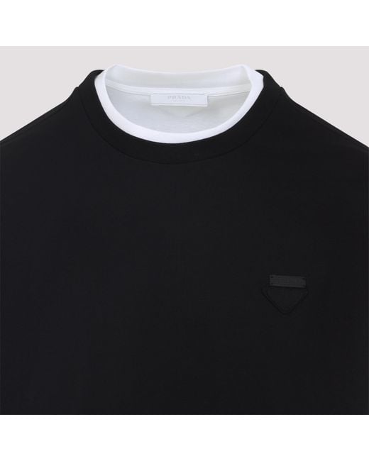 Prada Black Double-Layered Long-Sleeved T-Shirt for men