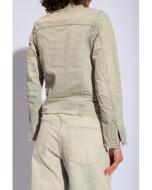 DIESEL White De-Bonny-S1 Frayed-Edge Denim Jacket