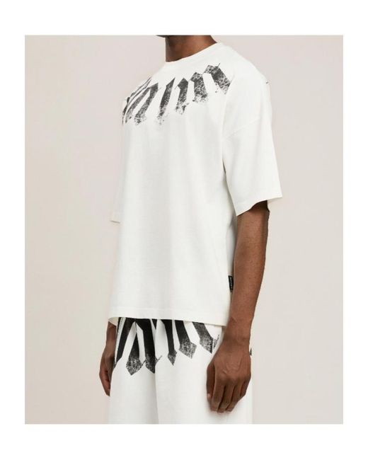 Palm Angels White Big Neck Logo Loose Fit T-Shirt for men