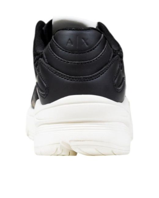 ARMANI EXCHANGE Black Logo-Patch Sneakers