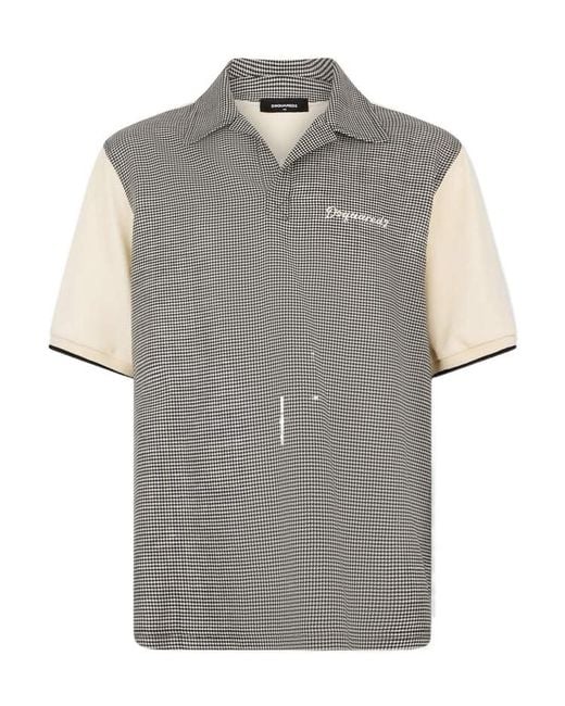 DSquared² Gray Checked Panel Polo Shirt for men