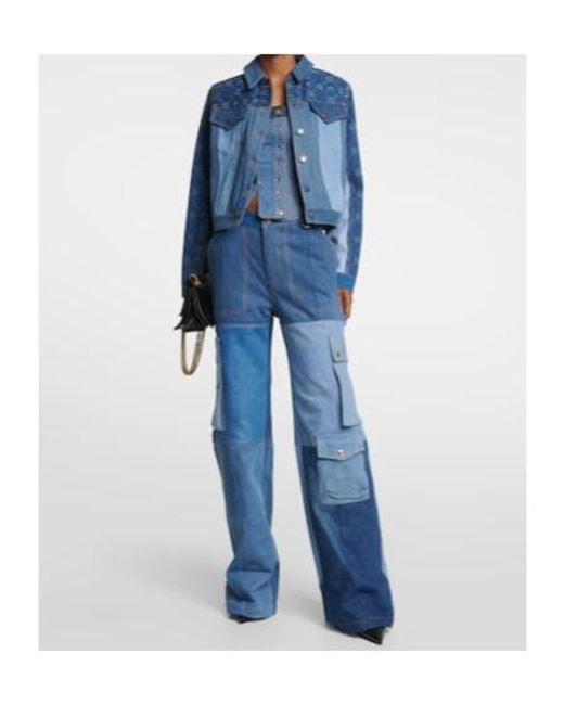 MARINE SERRE Blue Monogram High-Rise Wide-Leg Jeans