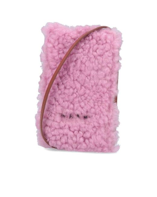 Marni Pink Museo Logo Embroidered Shoulder Bag