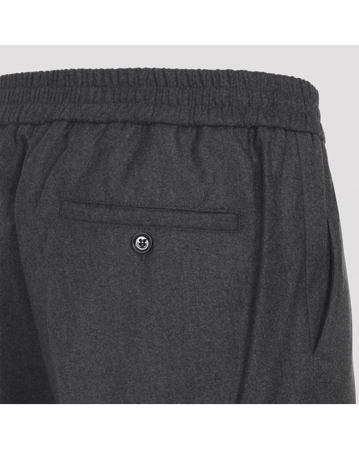 AMI Gray Elasticated-Waist Wool Trousers for men